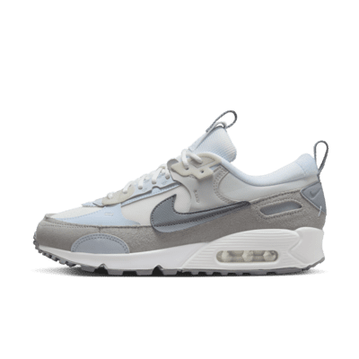 Finish Line Women Shoes Flat Shoes Casual Shoes Womens Air Max 90 Futura Casual Shoes in Grey/Summit White Size 5.0 Suede 