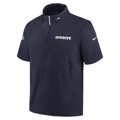 Chamarra de manga corta Nike de la NFL con gorro de medio cierre para hombre Dallas Cowboys Sideline Coach