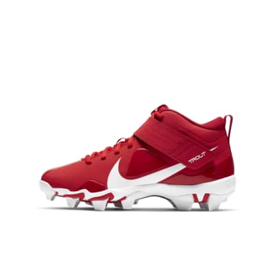 boys red baseball cleats