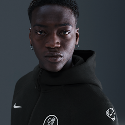Chamarra de fútbol Nike Total 90 de tejido Fleece de cierre completo para hombre Chelsea FC Tech Windrunner