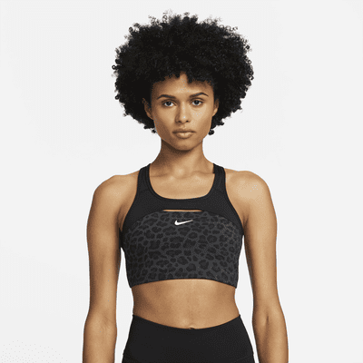 Nike Dri-FIT Swoosh Women's Medium-Support Non-Padded Leopard Print ...