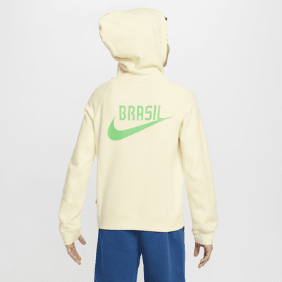 Sudadera con gorro sin cierre de fútbol Nike Air para niños talla grande Brazil