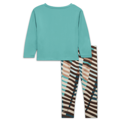 Nike Long Sleeve Tee and Printed Leggings Set Baby 2-Piece Dri-FIT Set