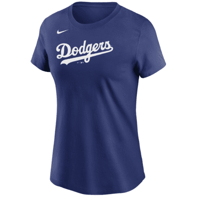 Shedd Shirts Blue Dodgers Mookie Logo Ladies V-Neck T-Shirt Adult