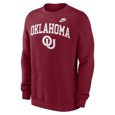 Sudadera de cuello redondo sin cierre universitaria Nike Oklahoma Sooners Legacy Classic Arch Over Logo