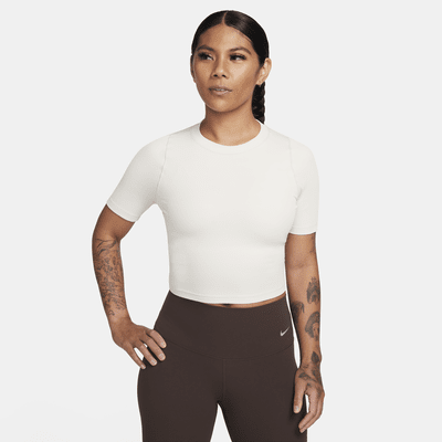 Nike Zenvy Rib Dri-FIT avkortet kortermet overdel til dame