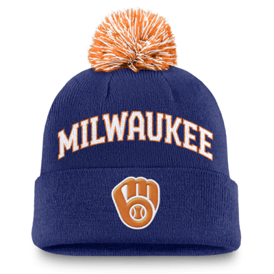 Milwaukee Brewers Peak Men's Nike MLB Cuffed Pom Beanie