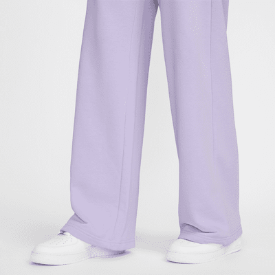 Pants de French Terry con gráfico de tiro medio de pierna ancha para mujer Nike Sportswear Club Fleece