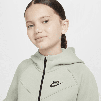 Nike Sportswear Tech Fleece-hættetrøje med lynlås til større børn (piger)