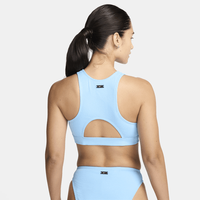 Top de bikini de cuello alto para mujer Nike Swim Elevated Essential