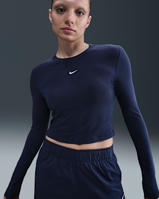 Женские  Nike Sportswear Chill Knit Slim Long-Sleeve Cropped Top