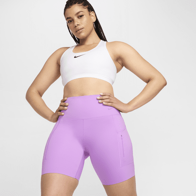 Shorts de ciclismo con bolsillos de tiro alto de 20 cm de sujeción firme para mujer Nike Go