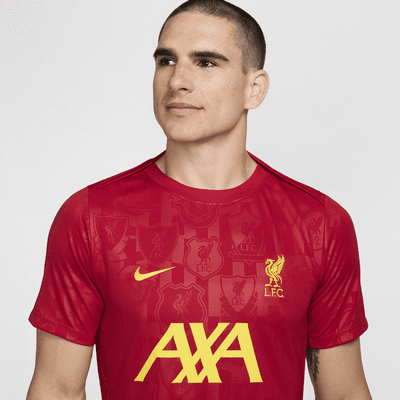 Liverpool FC Academy Pro Nike Dri-FIT Maç Öncesi Kısa Kollu Erkek Futbol Üstü