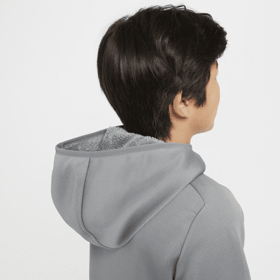 Sudadera de entrenamiento con gorro Therma-FIT acondicionada para el invierno para niños talla grande Nike