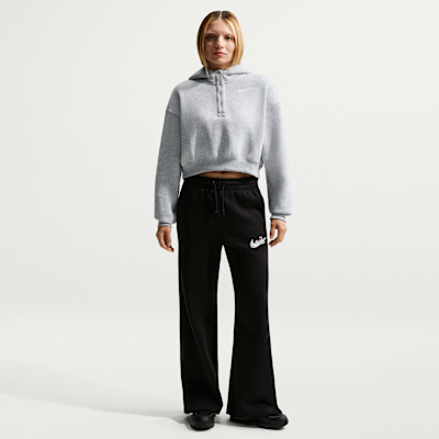 Sudadera con gorro Nike Sportswear oversized cropped Henley de tejido Fleece para mujer Phoenix