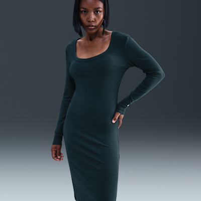 Vestido ajustado de manga larga de tejido Rib largo mini para mujer Nike Sportswear Chill Knit