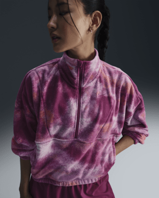 Женские  Nike One Therma-FIT Oversized 1/2-Zip Fleece Printed Top