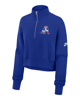 Женские  New England Patriots Rewind Phoenix Nike NFL Cropped 1/4-Zip Crew