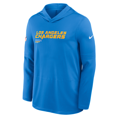 Playera de manga larga Nike Dri-FIT de la NFL con gorro para hombre Los Angeles Chargers Pure Fury Sideline