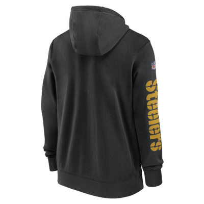 Sudadera con gorro de cierre completo Nike para hombre Pittsburgh Steelers Sideline Team Issue Club