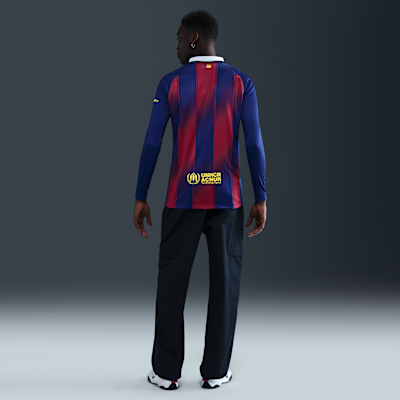 FC Barcelona 2025/26 Stadium Home Men's Nike Dri-FIT Soccer Replica Long-Sleeve Jersey