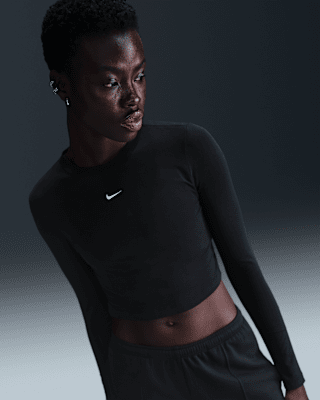 Женские  Nike Sportswear Chill Knit Slim Long-Sleeve Cropped Top