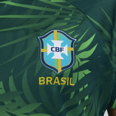 Playera de fútbol para antes del partido para mujer Nike Dri-FIT Brazil Academy Pro