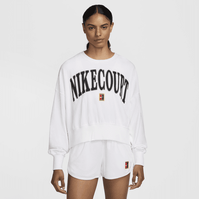 NikeCourt Heritage Tennis-Sweatshirt mit Rundhalsausschnitt und Grafik im Over-Oversize-Look (Damen)