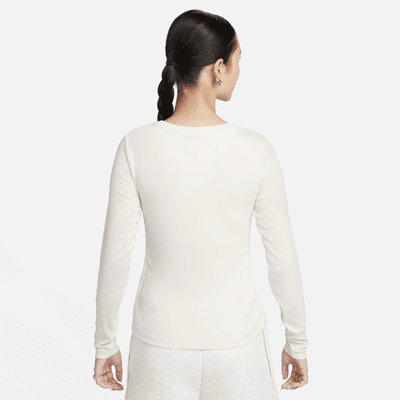 Nike Sportswear Women's Ribbed Long-Sleeve Mod Crop Top. Nike VN