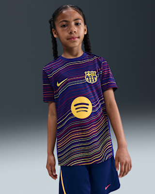 Детские шорты FC Barcelona Academy Pro Home Big Kids' Nike Dri-FIT Soccer Pre-Match Short-Sleeve Top