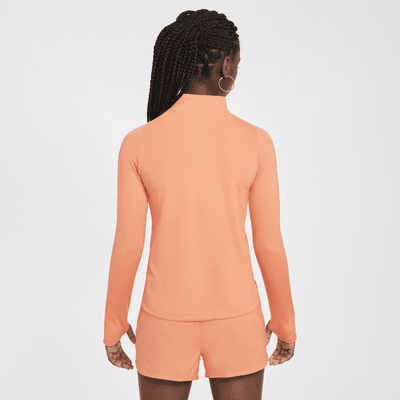 Nike Dri-FIT top met halflange rits en lange mouwen voor meisjes