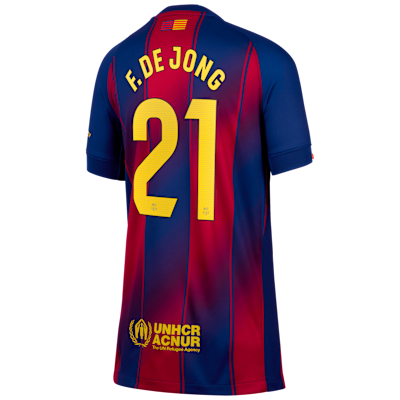 Frenkie de Jong Barcelona 2025/26 Stadium Home Big Kids' Nike Dri-FIT Soccer Jersey