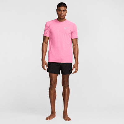Nike Men's Heathered Short-Sleeve Hydroguard Swimming Top