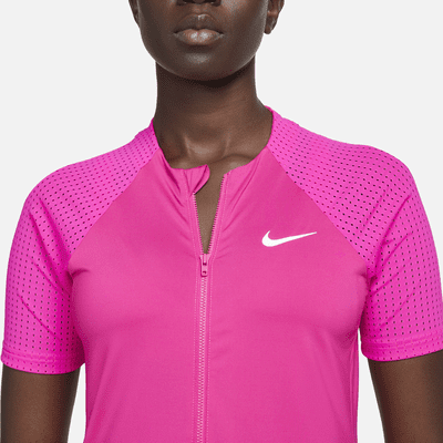 Nike Women's Sport Mesh Short Sleeve Zip Hydroguard