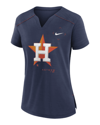 Women's Houston Astros White/Navy Plus Size Notch Neck T-Shirt