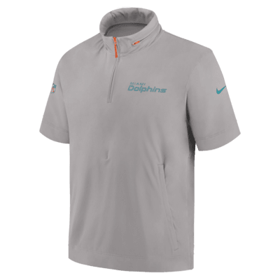 Miami Dolphins Sideline Coach Men's Nike NFL 1/2-Zip Short-Sleeve Hooded Jacket