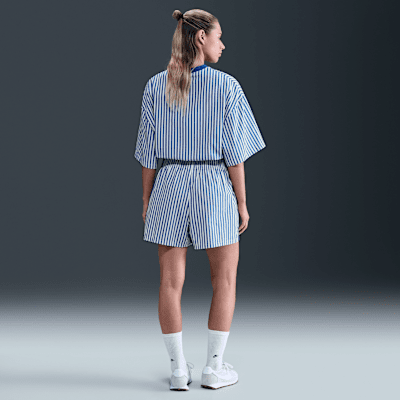 Shorts a rayas de tiro medio holgados para mujer Nike Sportswear Chill Poplin