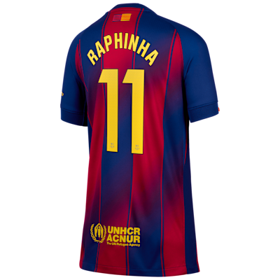 Raphinha Barcelona 2025/26 Stadium Home Big Kids' Nike Dri-FIT Soccer Jersey