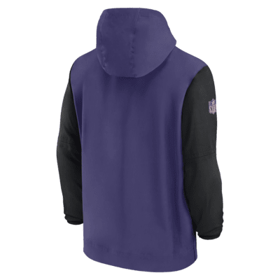 Chamarra Nike de la NFL con gorro de medio cierre para hombre Baltimore Ravens Sideline Pre-Game Player