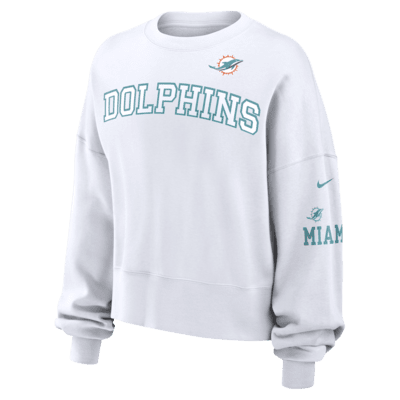 Sudadera de cuello redondo sin cierre Nike de la NFL para mujer Miami Dolphins