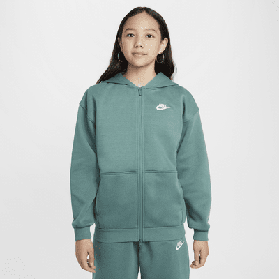 Hoodie folgado com fecho completo Nike Sportswear Club Fleece Júnior