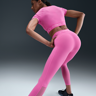 Nike Pro Women's Mid-Rise 7/8 Mesh-Panel Graphic Leggings
