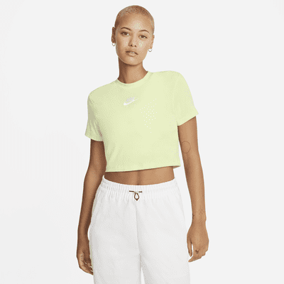 nike pink embroidered swoosh crop top