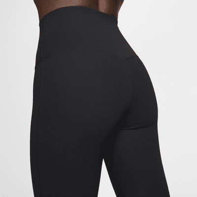 Nike Zenvy Rib legging met volledige lengte, wijd uitlopende pijpen en iets ondersteunende hoge taille voor dames