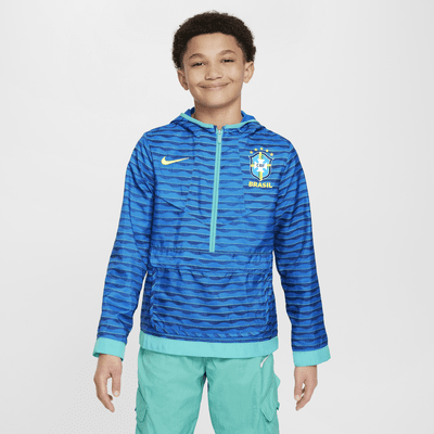 Chamarra tipo anorak de fútbol Nike para niños talla grande Brazil Windrunner