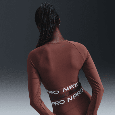 Nike Pro Dri-FIT kort, langermet overdel til dame