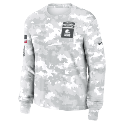 Cleveland Browns Salute to Service Edge Lockup Women's Nike Dri-FIT NFL Long-Sleeve T-Shirt