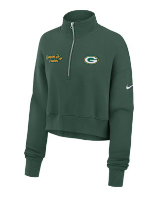 Женские  Green Bay Packers Phoenix Nike NFL Cropped 1/4-Zip Crew