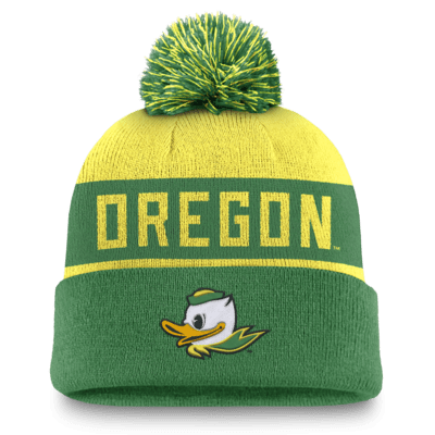 Gorro con dobladillo y pompón universitario Nike para hombre Oregon Ducks Primetime Peak