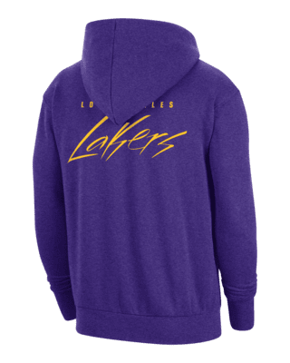 Nike Men's Los Angeles Lakers Yellow Courtside Fleece Pullover Hoodie, Small